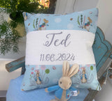 Peter Rabbit© Name and Date Cushion