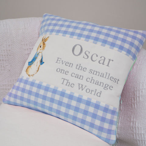 Peter Rabbit© Quote Cushion Blue