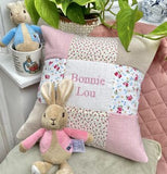 Ditsy Pink Patchwork Name Cushion