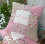 Ditsy Pink Patchwork Name Cushion