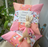 Peter rabbit Christening cushion