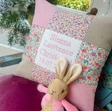 Ditsy Pink Patchwork Name Cushion