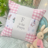 Peter rabbit gingham alphabet cushion