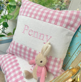 Gingham Name Cushion