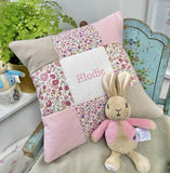 Ditsy Pink Patchwork Name Cushion