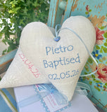 Linen Occasion Heart Pink or Blue
