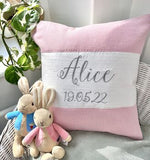 Silk and Linen Script Cushion