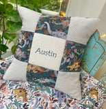 Patchwork dinosaur cushion