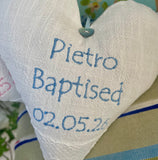 Linen Occasion Heart Pink or Blue