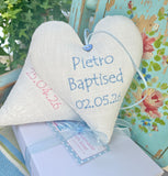 Linen Occasion Heart Pink or Blue