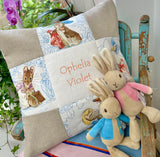 Beatrix Potter© Patchwork Name Cushion Natural