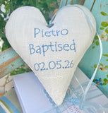 Linen Occasion Heart Pink or Blue