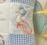 Beatrix Potter© Christening cushion Patchwork Name and Date Cushion