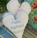 Linen Occasion Heart Pink or Blue