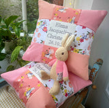 Peter rabbit Christening cushion