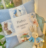 Beatrix Potter© Christening cushion Patchwork Name and Date Cushion