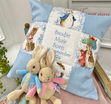 Beatrix Potter© Christening cushion Patchwork Name and Date Cushion