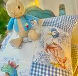 Beatrix Potter© Christening cushion Patchwork Name and Date Cushion