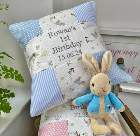 Peter Rabbit© Birthday Cushion Blue