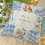 Beatrix Potter© Christening cushion Patchwork Name and Date Cushion
