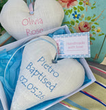 Linen Occasion Heart Pink or Blue