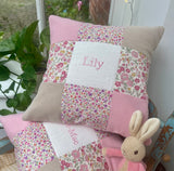 Ditsy Pink Patchwork Name Cushion