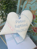 Linen Occasion Heart Pink or Blue