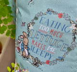 Peter rabbit name and date cushion  mint floral