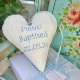 Linen Occasion Heart Pink or Blue