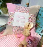 Ditsy pink name cushion