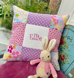 Pink and purple name cushion