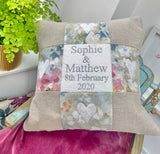 Silk and linen anniversary cushion