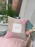 Ditsy Pink Patchwork Name Cushion