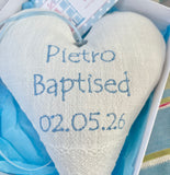 Linen Occasion Heart Pink or Blue
