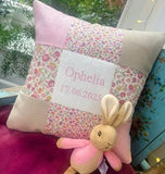 Ditsy Pink Patchwork Name Cushion