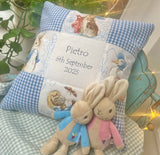 Beatrix Potter© Christening cushion Patchwork Name and Date Cushion