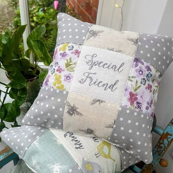 Special friend bees and flowers cushion