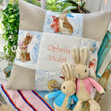 Beatrix Potter© Patchwork Name Cushion Natural