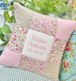 Ditsy pink name cushion