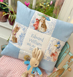 Beatrix Potter© Patchwork Name and Date Cushion