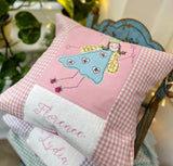 Pink fairytale name cushion