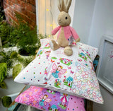Cream and pink fairy name cushion