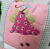 Sage green fairytale name cushion