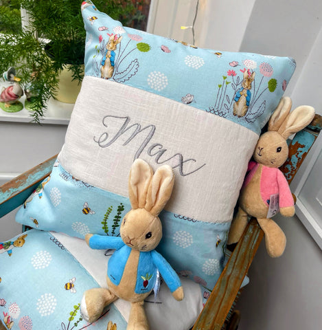 Peter Rabbit© Name and Date Cushion