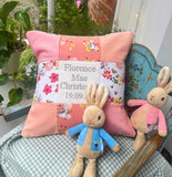 Peter rabbit Christening cushion