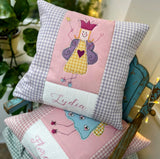 Lilac fairytale name cushion