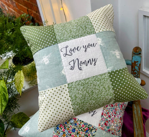 Love you Granny cushion, sage green
