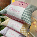 Sage green fairytale name cushion