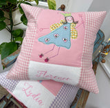 Pink fairytale name cushion