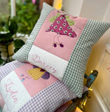 Sage green fairytale name cushion